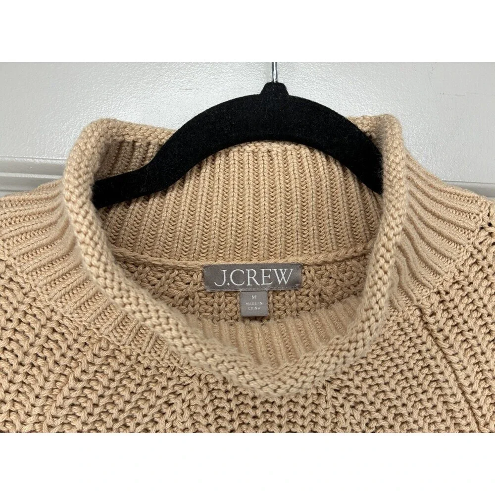 J Crew Relaxed Rollneck Sweater in Sandy Beach Tan Women's Size Medium